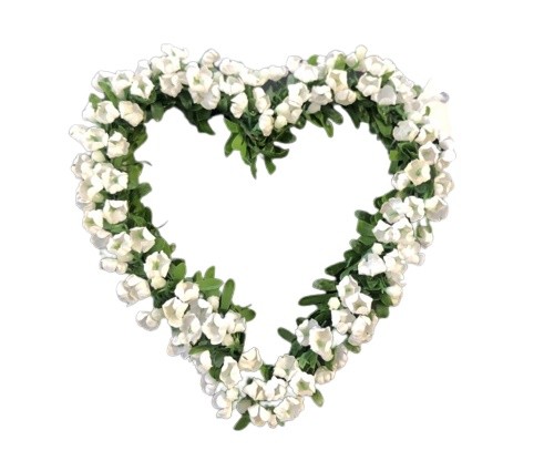 Srdce buxus s bílými květy 11x11cm